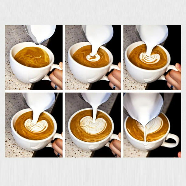 Cerrar La Mano De Barista Hacer Café Caliente Tazas De Latte Arte Y Jarra  De Leche De Espuma Y Hay Accesorios De Cafetera Imagen de archivo - Imagen  de plano, concepto: 235924743