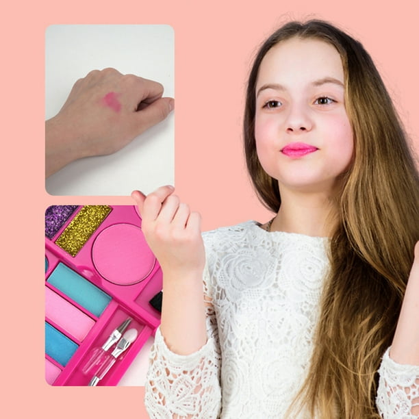 Kit de maquillaje lavable para niñas – Kit de maquillaje para niñas  pequeñas, kit de maquillaje para niñas pequeñas, juego de maquillaje no  tóxico