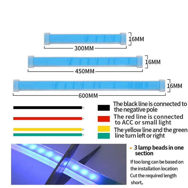 Tira De Luz LED Para Coche DRL Universal Flexible Que Fluye RGB