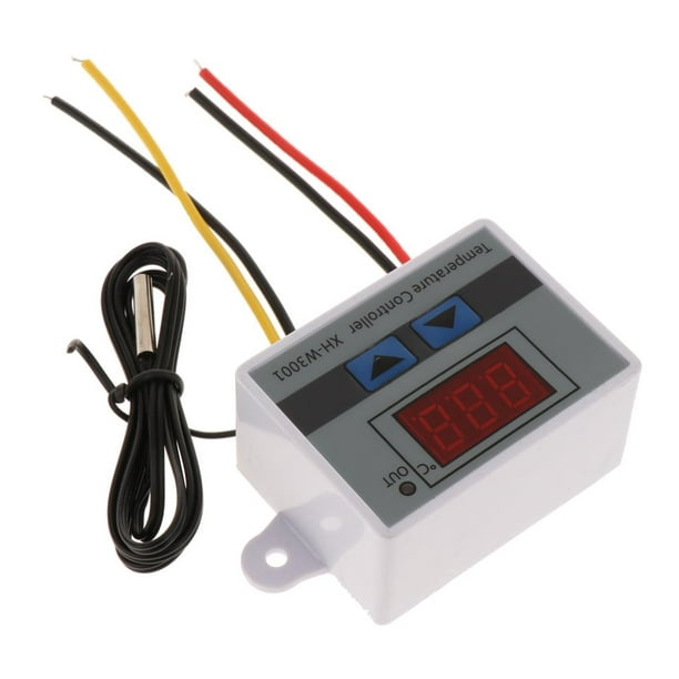 Controlador de temperatura digital -58.0-230.0 °F Termostato Calefacción  Interruptor de enfriamiento con sonda impermeable (24V 240W)