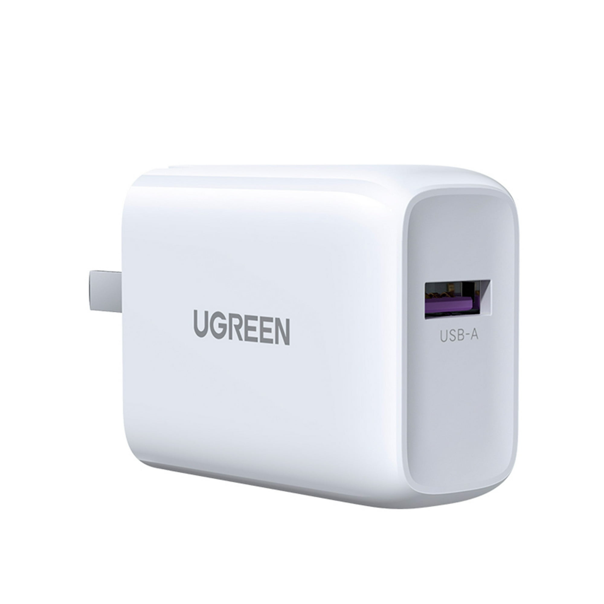 Cargador Ugreen 18W, 2 x USB-A con carga rápida y seguridad.
