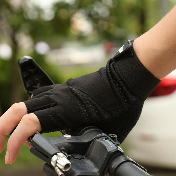 Calentador De Manos Para Ciclismo Deportes Anti-sudor Antideslizante  Ciclismo Transpirable Guantes de medio dedo (Negro XL Likrtyny Accesorios para  bicicletas