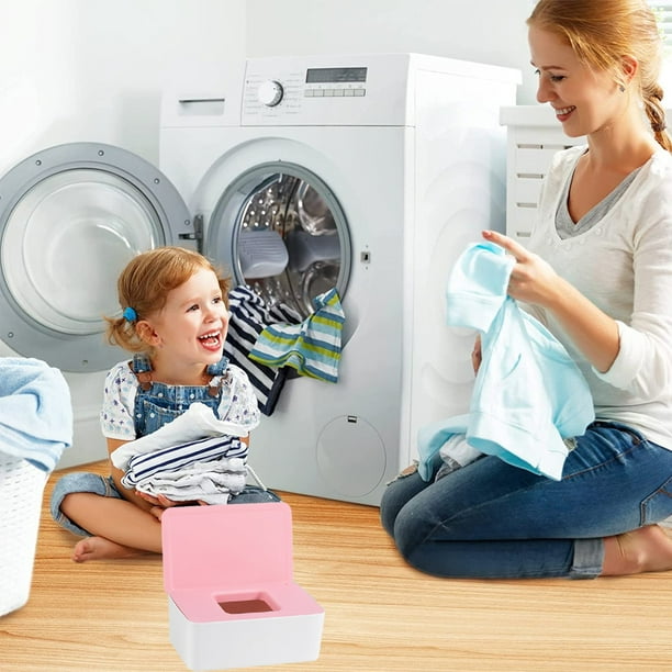 Caja de almacenamiento para toallitas húmedas, caja de pañuelos húmedos,  caja de plástico para bebé, toallas, caja de toallitas húmedas para bebé  (rosa) : : Bebé
