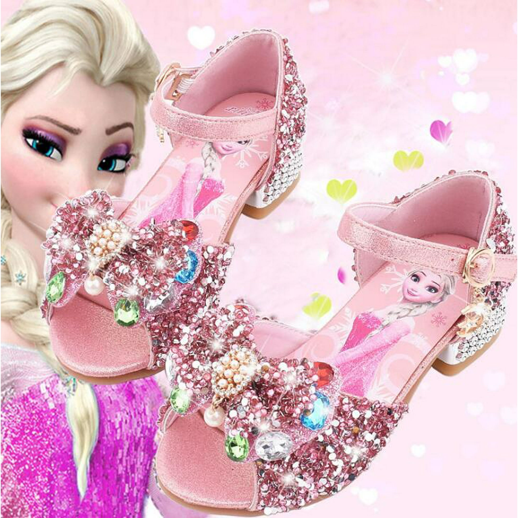 Zapatos de cristal de princesa para niñas, tacones altos de moda