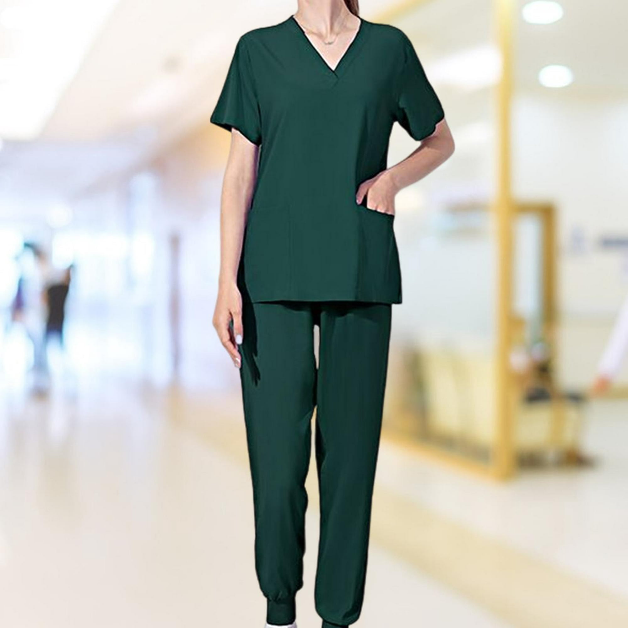 Uniformes de enfermería, conjuntos de batas para mujer, disfraz de  enfermera cómodo para médico, pantalones deportivos superiores para  esteticista de Gris Yinane Uniforme de enfermera