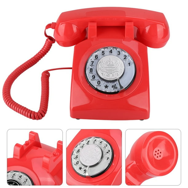 Teléfono antiguo, teléfono con dial giratorio retro, teléfono fijo retro,  teléfono con timbre mecánico vintage, logre más