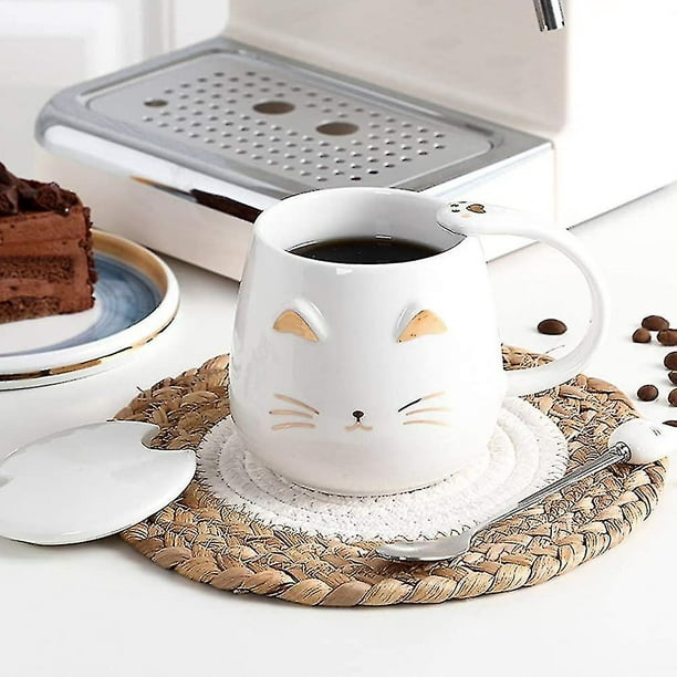 Tazas de café personalizadas con tapa Cuchara de acero inoxidable Tazas de  café expreso Tazas de café grandes ZefeiWu 8390611234997