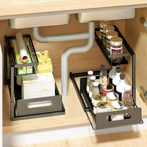 Vertical Spice - Cajón para especias - Organizador de especias deslizante  extraíble - Estante de especias de 2 niveles - Estantes de especias para