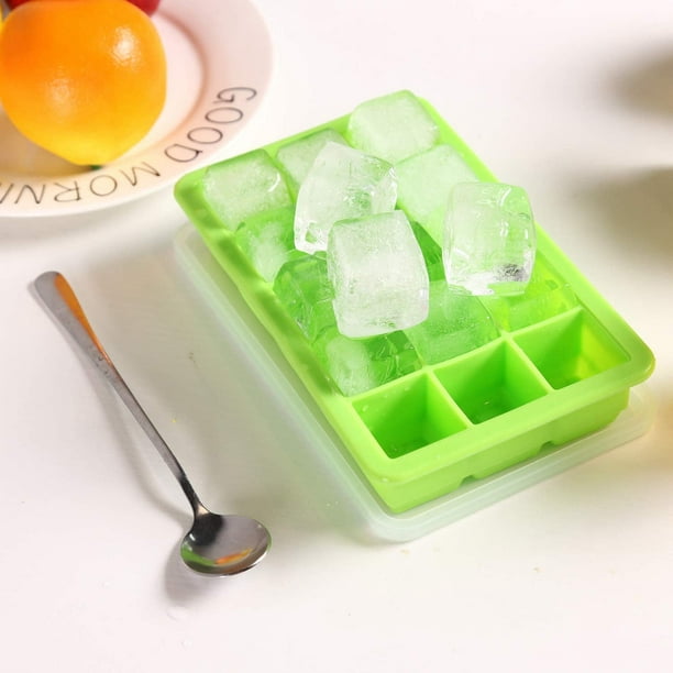 Molde para cubitos de hielo, paquete de 4 moldes de silicona para cubitos de  hielo con tapa, ahorra Sincero Hogar