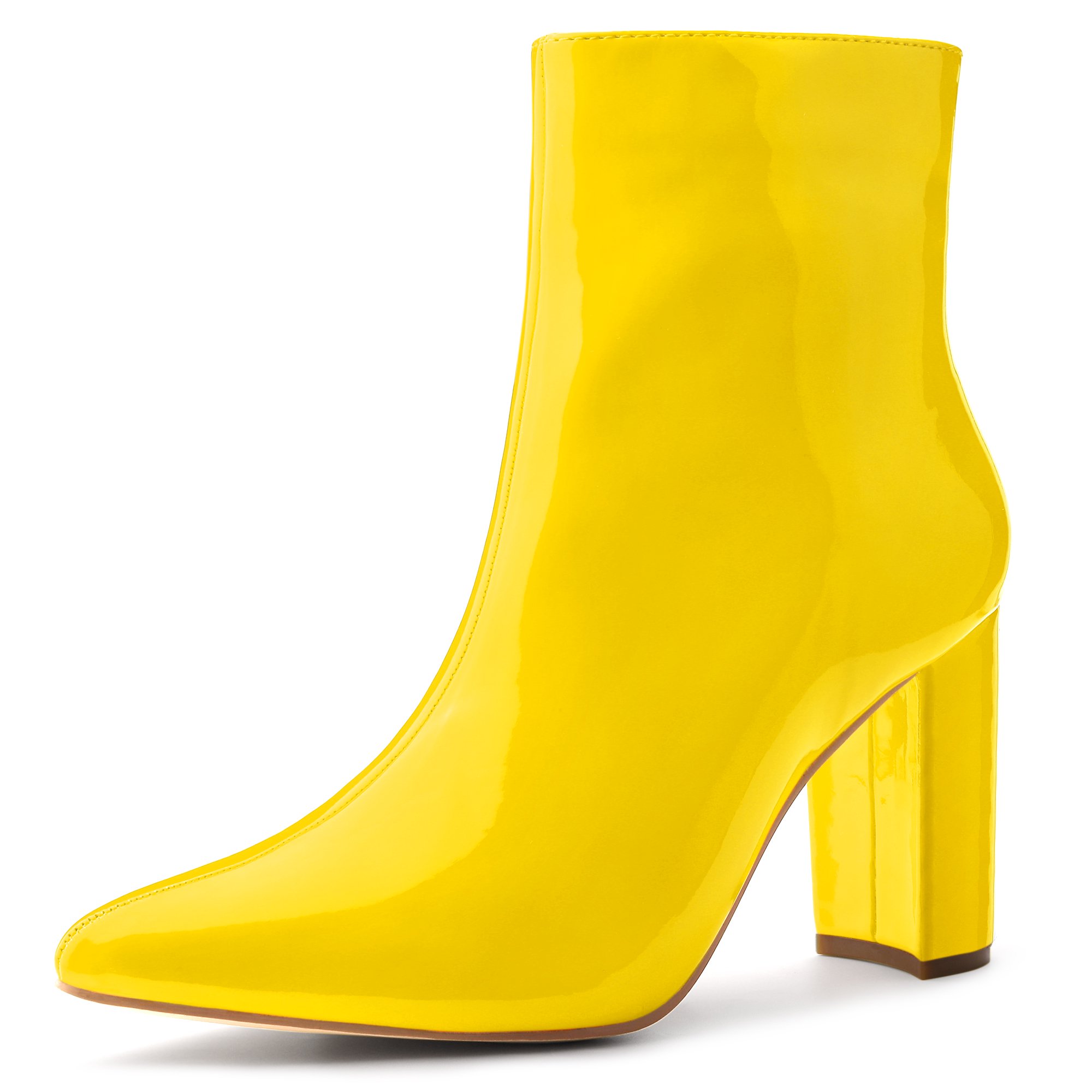 Botines para mujer, sin cordones, con punta puntiaguda, tacón bajo, con  recortes, para vestido de oficina, botines cómodos (amarillo, 9)