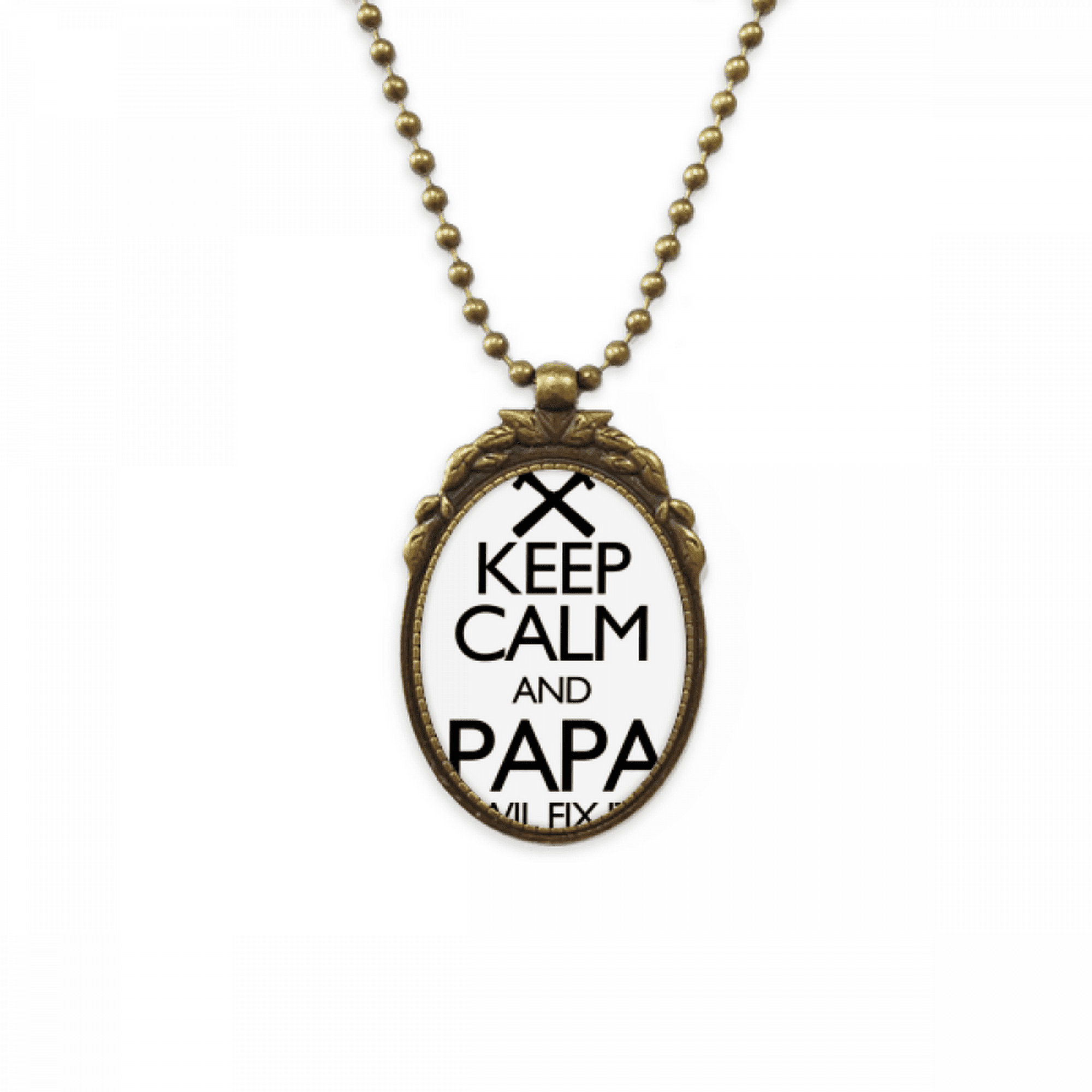 Mantener la calma y papa Wil quote Collar Colgante Vintage de bronce antiguo de joyeria Unbranded M | Walmart en línea