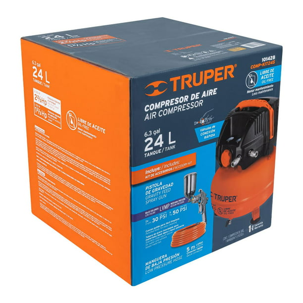 Kit Compresor de aire mini eléctrico portátil Truper COMP-KIT24S monofásico  24L 2 2/3 HP