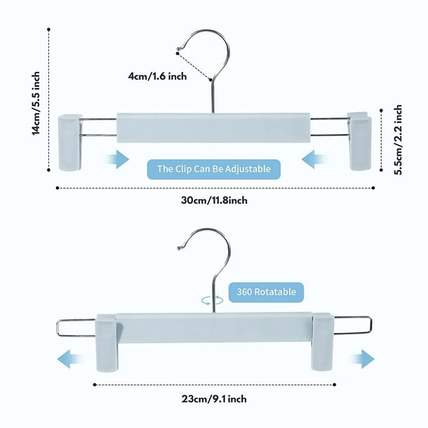 Juego de 10 Perchas para Faldas, Perchas para Pantalones, con 2 Clips  Antideslizantes y Ajustables, para Colgar Pantalones, Calcetines, Faldas -  Azul Muy Claro brillar Electrónica