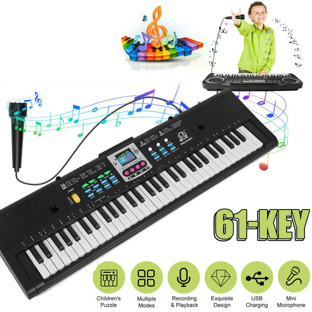 Teclado electrónico de música digital 61Keys Piano eléctrico multifuncional  Piano Función de micrófono Instrumento musical Piano electrónico