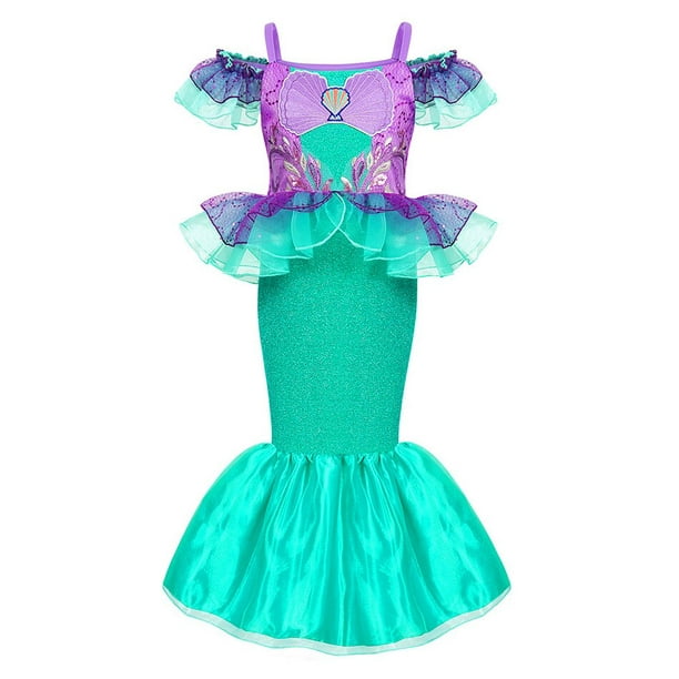 Vestido de princesa de La Sirenita, disfraz de Ariel para niñas, Cosplay  para niños, ropa de fiesta de cumpleaños y Carnaval Fivean unisex