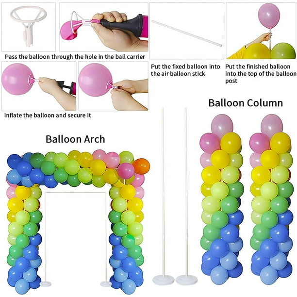 Kit de soporte para globos, 2 juegos de soporte transparente para globos de  escritorio con 7 palos de globo, 7 vasos para globos y 1 base de globo