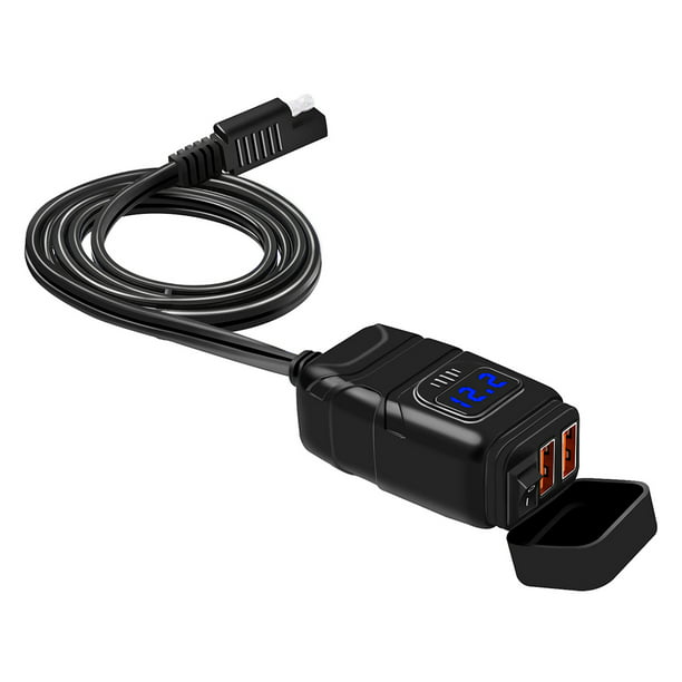 Cargador USB para motocicleta, cargador de teléfono de motocicleta USB dual  portátil para evitar el consumo de energía, funciones de protección con