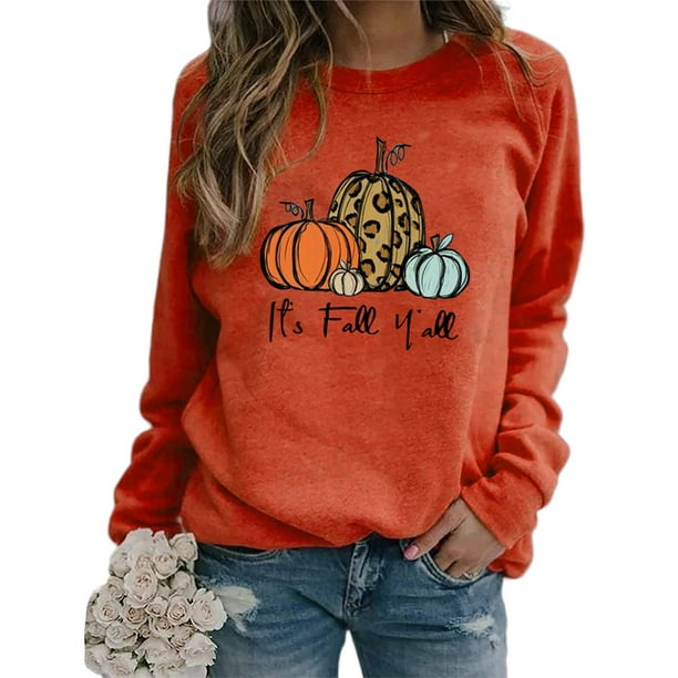 Sudadera Roja Con Estampado De Calabaza Y Cuello Redondo De Moda