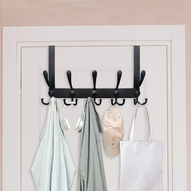 Percha para colgar sobre la puerta, perchas plegables retráctiles para ropa  sobre la puerta, toallero, organizador de abrigos con 5 agujeros (blanco)