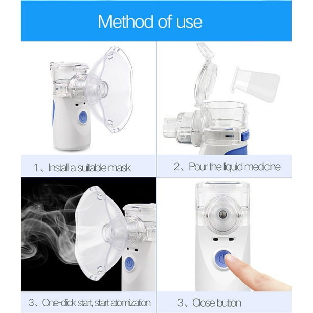 Nebulizador - Nebulizador para adultos y niños, nebulizador de malla  portátil y de mano para problemas respiratorios con 3 máscaras, nebulizador  de