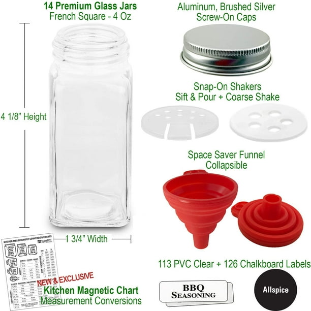 3 oz tarros de especias de vidrio de hierba con tapas para estante de  cocina estacionaria