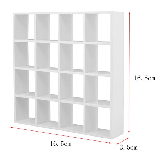 Estante de almacenamiento de madera para muebles en miniatura, 16 estantes  de rejilla, accesorios para casa de muñecas 1:12, estante de exhibición