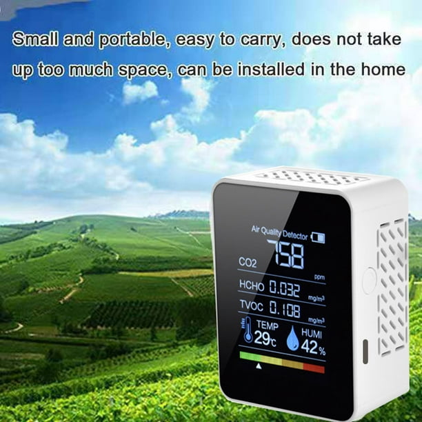 Monitor de calidad del aire, medidor de dióxido de carbono multifuncional,  detector de CO2 HCHO, monitor portátil de calidad del aire, probador de