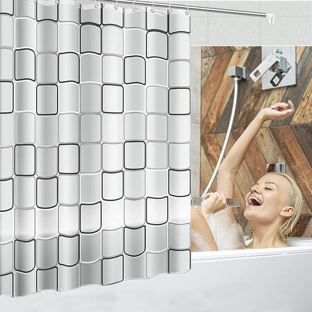 Cortina de ducha, forro de cortina de baño con antimoho, antibacteriano,  impermeable, lavable para baño de bañera (a cuadros) JAMW Sencillez