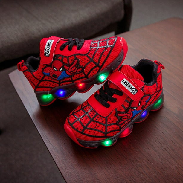 Zapatos sin cordones para niños pequeños, zapatos de princesa de dibujos  animados, luces LED, pequeñas y medianas para niñas grandes (rojo, 8 niñas)