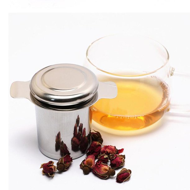 Infusor para té en hojas, hierbas o especias con tapa y asas