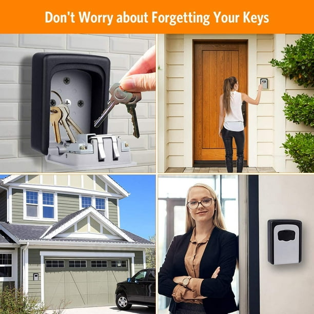 Caja de bloqueo de llaves montada en la pared, caja de bloqueo portátil  para llave de casa, capacidad de 5 llaves, resistente a la intemperie, caja  de