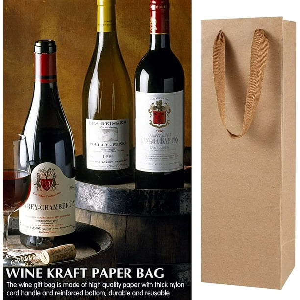 12 bolsas de vino de 3 colores, bolsas para botellas para regalos, 24  piezas de papel de seda de hoja, bolsa de vino con impresión de papel de  cartón