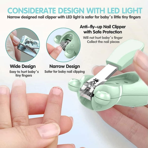 Lima recortadora de uñas para bebé con kit de cortaúñas eléctrico seguro  para la luz para recién nacidos, niños y niños, cuidado de dedos de los  pies