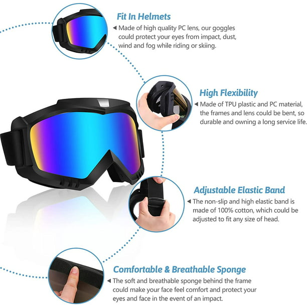 Gafas de motocross, gafas de seguridad anti rayos UV, gafas a prueba de  polvo, gafas de motocicleta para ciclismo, equitación, escalada, esquí,  lente