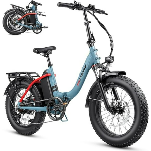 hipeak bicicleta eléctrica plegable 750 w 60 millas 48 v 15 ah color azul