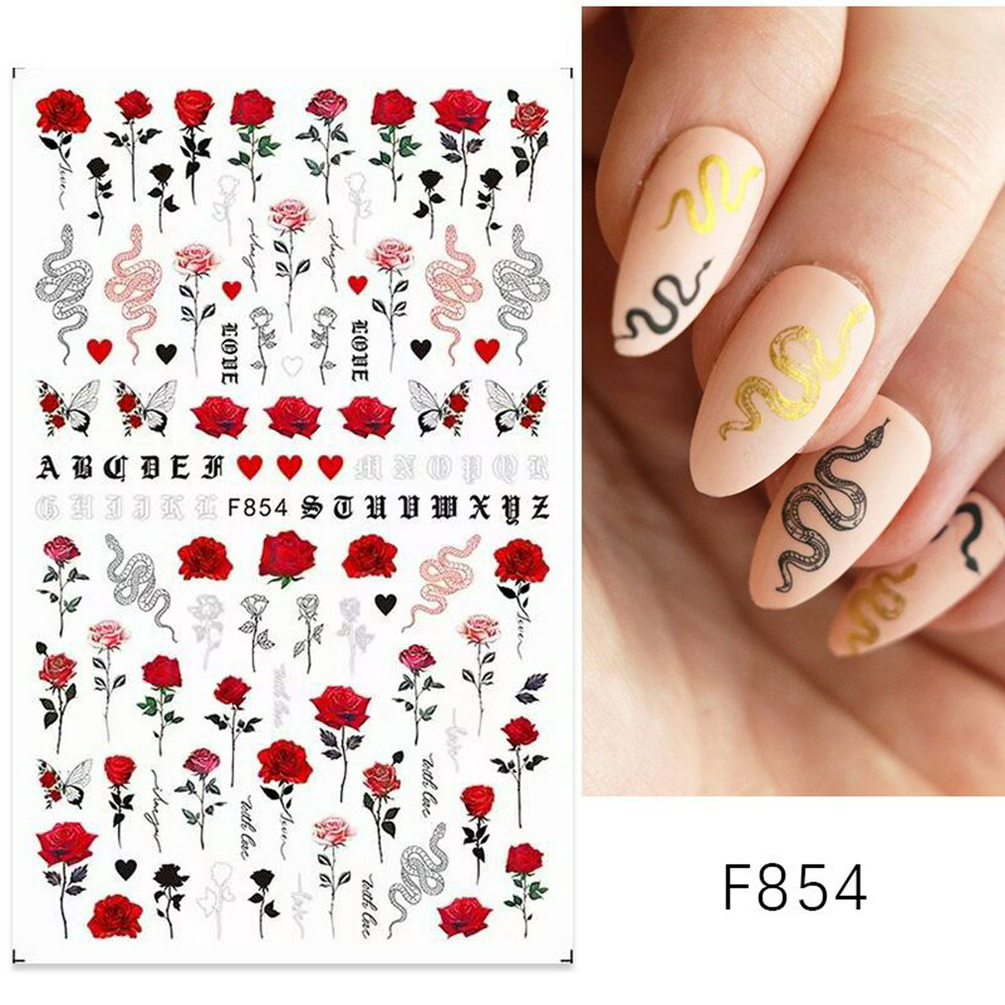1 Uds. 3D láser corazón letra pegatina para uñas decoración de uñas flor  estrella accesorios para uñas calcomanías pegatinas suministros para uñas
