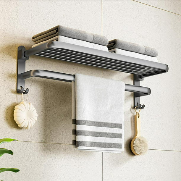  Toallero para baño, toallero cepillado montado en la pared,  barra de toalla de mano de latón, soporte para toallas de baño, colgador de  paños de cocina, barra individual (color: estante plegable