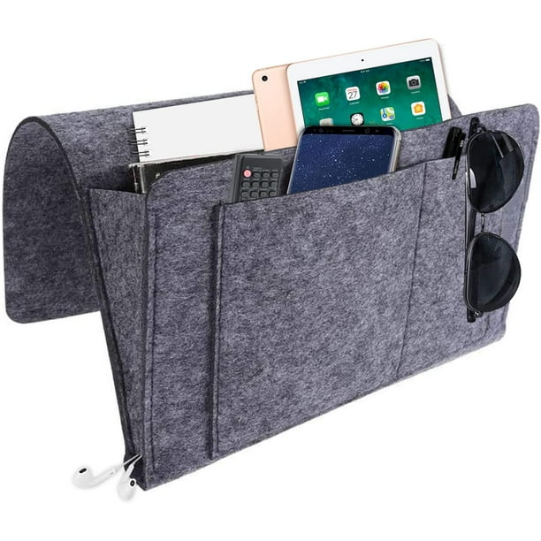 Bolsa de almacenamiento de cama de bolsillo vacío Canape, organizador de  mesita de noche de fieltro, reposabrazos de sofá, cubierta colgante para