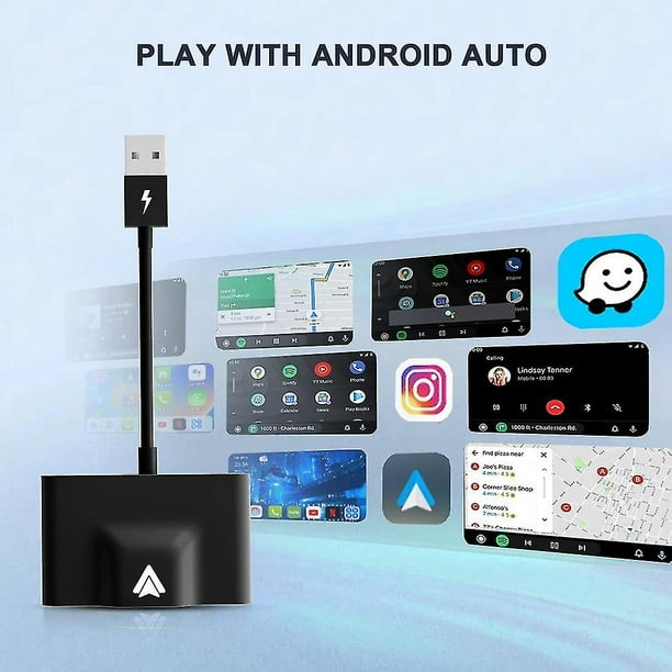 Adaptador inalámbrico Android Auto Auto - Se conecta automáticamente a  Android Auto - Fácil configuración Plug and Play