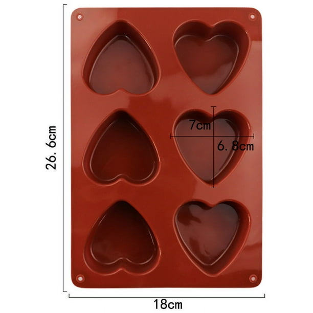 SJ Moldes de silicona con forma de corazón, 6 cavidades y 4 onzas para  jabón, resina, vela y magdalenas, paquete de 1