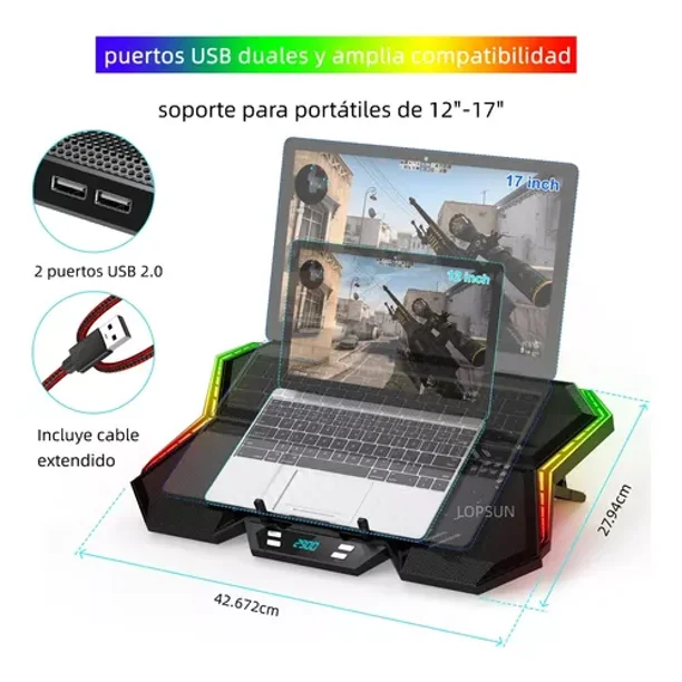 Soporte para laptop con ventilador base para laptop comoda altura ajustable