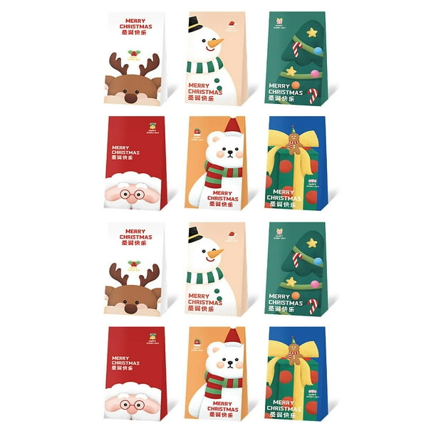 12 bolsas de caramelo de Navidad fiesta bolsas de regalo bolsas de caramelo  de Navidad fiesta de cumpleaños infantil