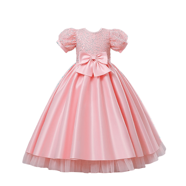 Vestido elegante de princesa para niña, vestido largo de ceremonia para niña,  vestido de fiesta de boda, vestido de niña de flores con lazo, vestido de  noche rojo rosa 3-127-8T (etiqueta 140)