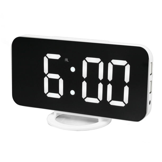 1 Pieza, Reloj Mesa Espejo Led, Alarma Digital, Repetición Alarma