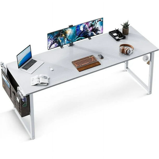 ODK 63 inch Super Large Computer Writing Desk Gaming Sturdy Home Office  Desk, Work Desk with A Storage Bag and Headphone Hook My Lux Decor Round
