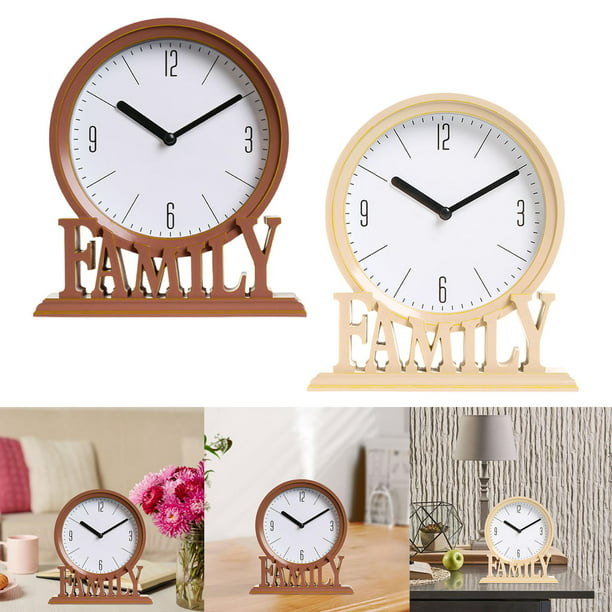 2 piezas de relojes de mesa decorativos familiares que no hacen tictac,  fáciles de leer, relojes de chimenea, reloj de escritorio para dormitorio,  oficina, , marrón perfecl Reloj de pared