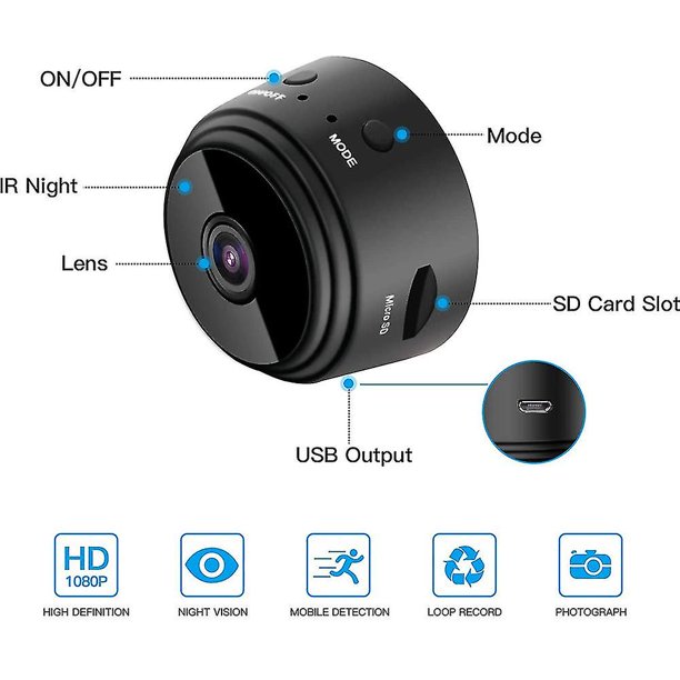 Inalámbrico Mini Wifi Visión Nocturna Inteligente Seguridad Para El Hogar  Cámara IP Monitor Hd 1080p Interior Hogar Pequeñas Cámaras De Seguridad Con  Batería Con Detección De Movim