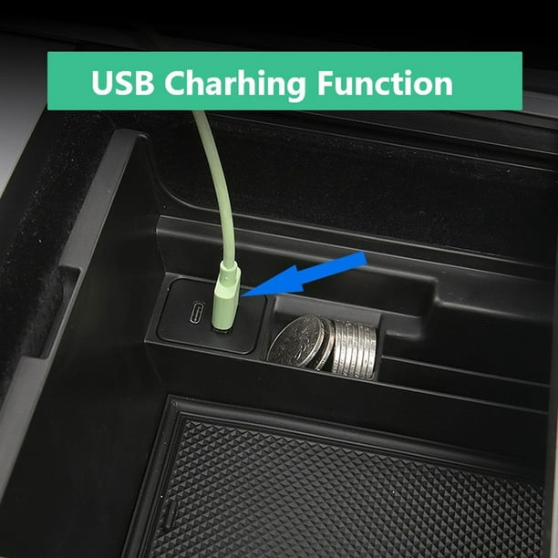 Apoyabrazos Universal para Coches Efecto Cuero, 9 Puertos USB, 2 Cajas de  Almacenamiento
