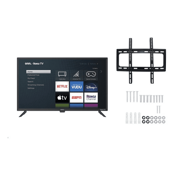 television onn pantalla 24 pulgadas 100012590 sistema roku smart tv con soporte para pared onn 100012590