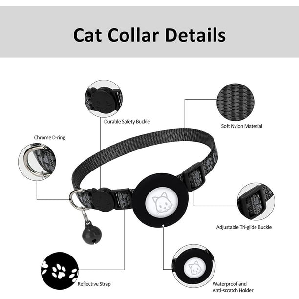 Cierre de collar de gato reflectante airtag con soporte GPS